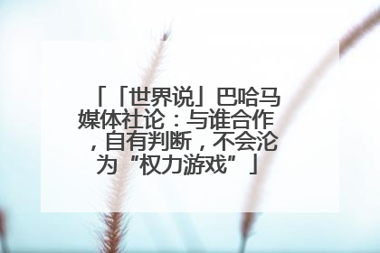 「世界说」巴哈马媒体社论：与谁合作，自有判断，不会沦为“权力游戏”