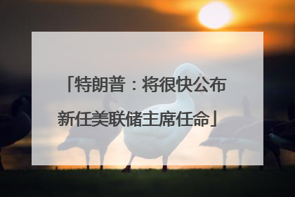 特朗普：将很快公布新任美联储主席任命