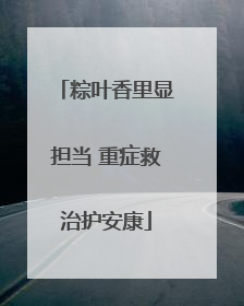 粽叶香里显担当 重症救治护安康