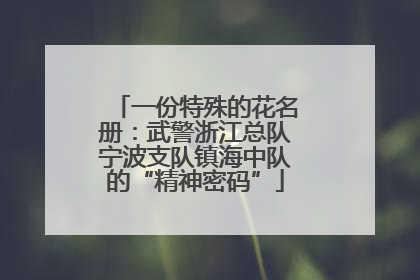 一份特殊的花名册：武警浙江总队宁波支队镇海中队的“精神密码”