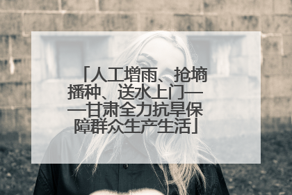 人工增雨、抢墒播种、送水上门——甘肃全力抗旱保障群众生产生活