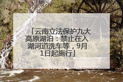 云南立法保护九大高原湖泊：禁止在入湖河道洗车等，9月1日起施行