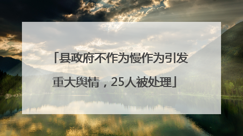 县政府不作为慢作为引发重大舆情，25人被处理