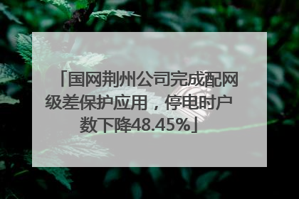 国网荆州公司完成配网级差保护应用，停电时户数下降48.45%
