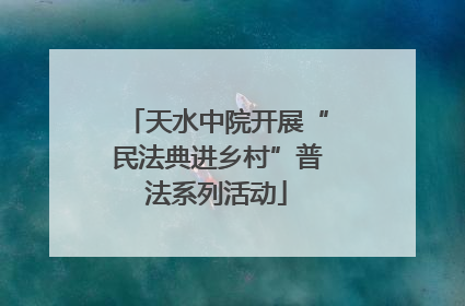 天水中院开展“民法典进乡村”普法系列活动
