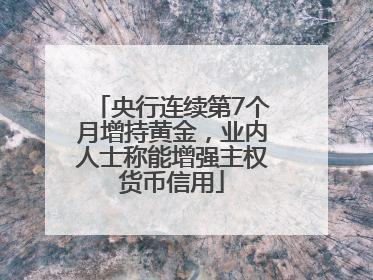 央行连续第7个月增持黄金，业内人士称能增强主权货币信用