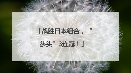 战胜日本组合，“莎头”3连冠！