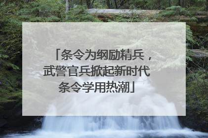 条令为纲励精兵，武警官兵掀起新时代条令学用热潮