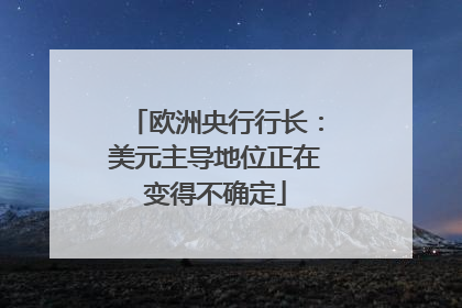 欧洲央行行长：美元主导地位正在变得不确定