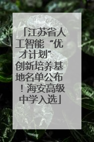 江苏省人工智能“优才计划” 创新培养基地名单公布！海安高级中学入选