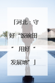 河北：守好“饭碗田” 用好“发展地”