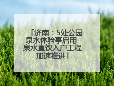 济南：5处公园泉水体验亭启用 泉水直饮入户工程加速推进