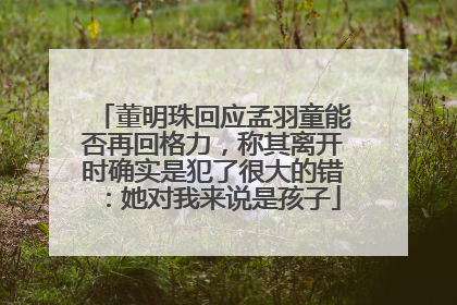 董明珠回应孟羽童能否再回格力，称其离开时确实是犯了很大的错：她对我来说是孩子