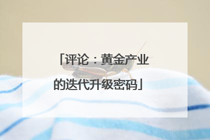 评论：黄金产业的迭代升级密码