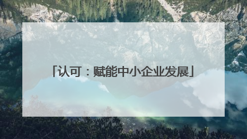认可：赋能中小企业发展