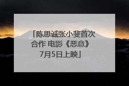 陈思诚张小斐首次合作 电影《恶意》7月5日上映