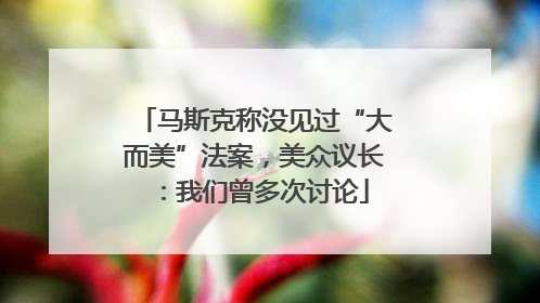 马斯克称没见过“大而美”法案，美众议长：我们曾多次讨论