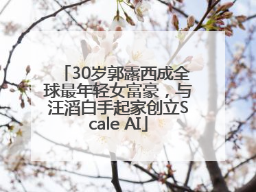 30岁郭露西成全球最年轻女富豪，与汪滔白手起家创立Scale AI