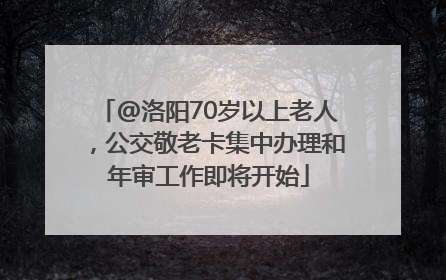 @洛阳70岁以上老人，公交敬老卡集中办理和年审工作即将开始