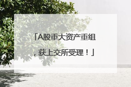A股重大资产重组，获上交所受理！